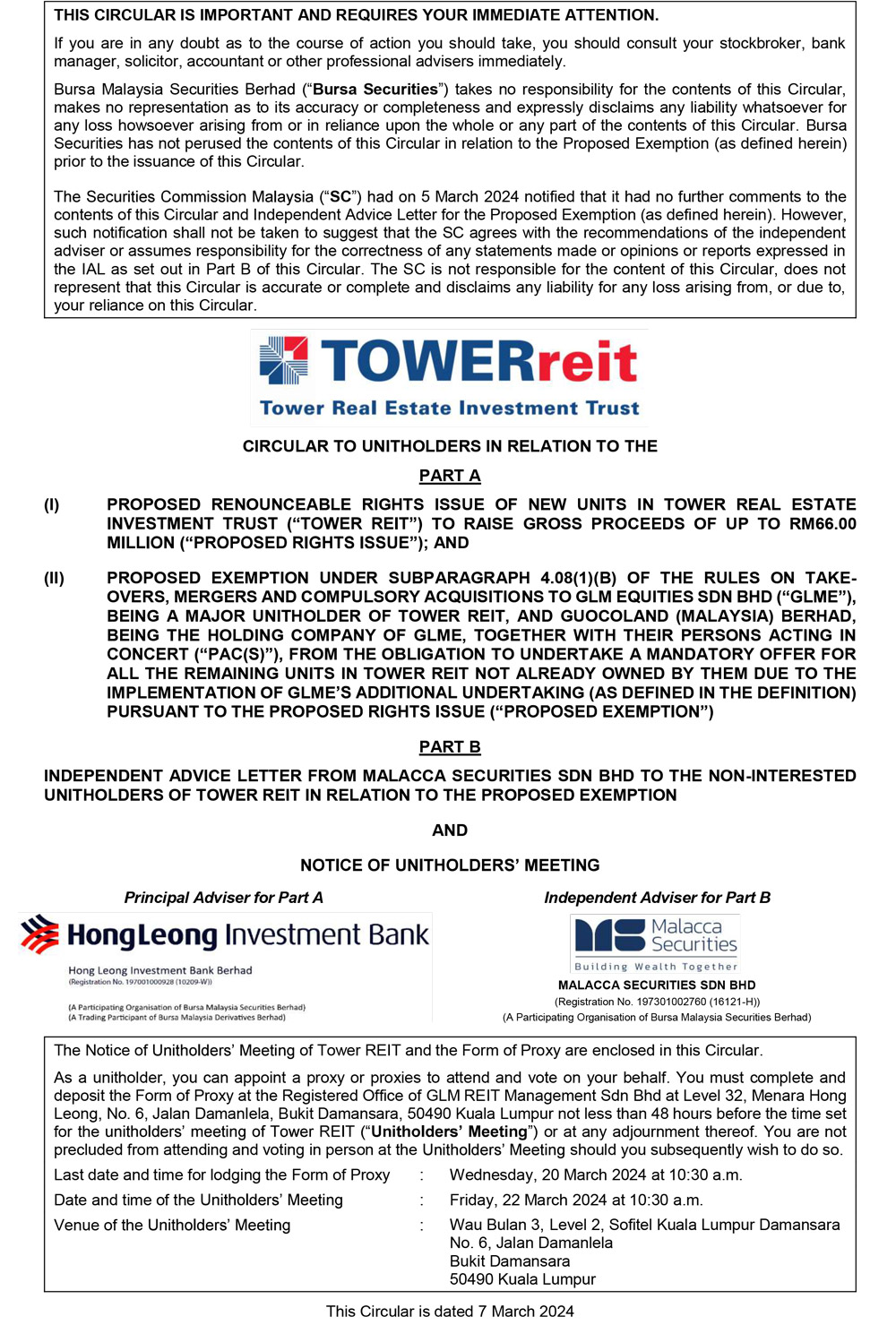 Tower Reit Reports